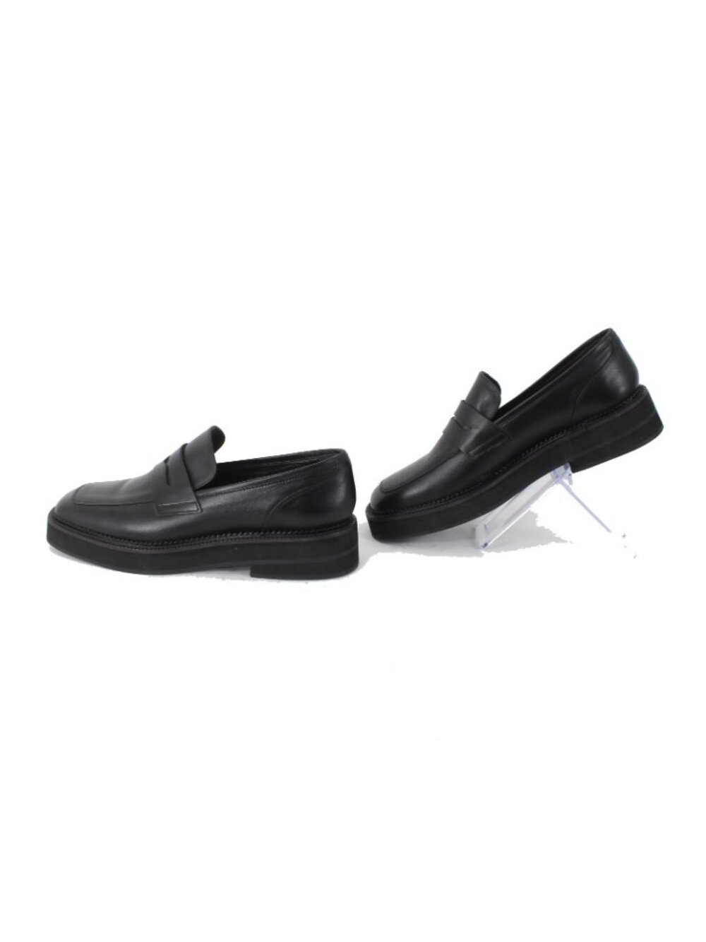 Maguire Flats Sz 40 Black Slip On Squared Moc Toe Leather 1.5" Loafer Flat - Picture 4 of 8